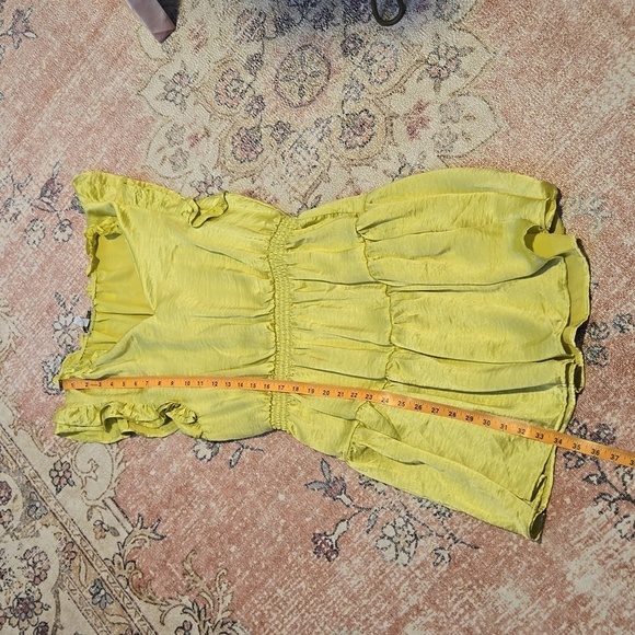 Steve Madden Prairie Dreams Golden Lime Ruffled Mini Dress Size L - Picture 12 of 13